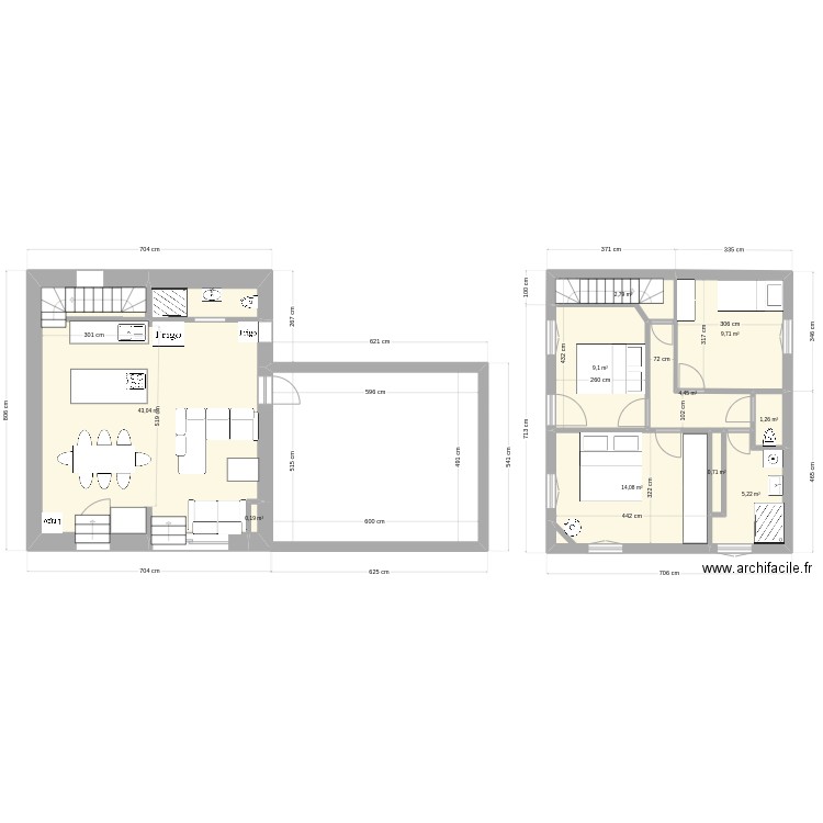 garage plan D. Plan de 10 pièces et 91 m2