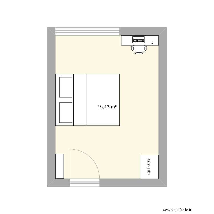 chambre noé. Plan de 1 pièce et 15 m2