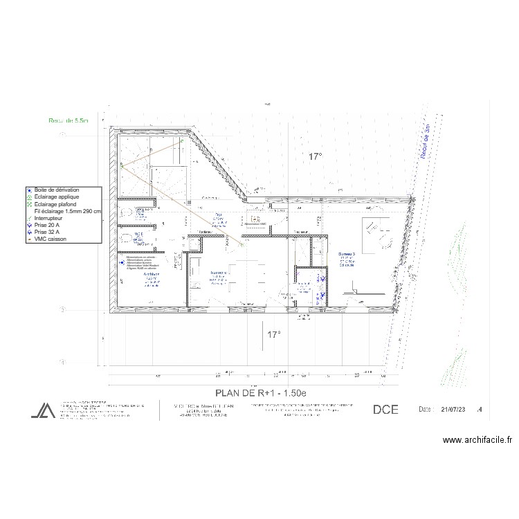 Plan électrique R+1 Clero Beljean. Plan de 0 pièce et 0 m2