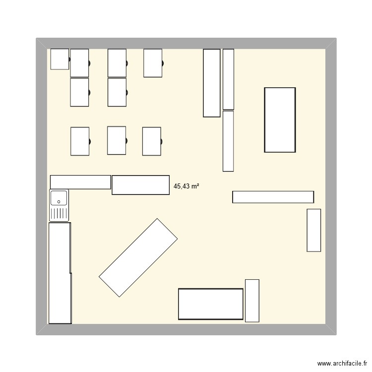 classeRaf. Plan de 1 pièce et 45 m2