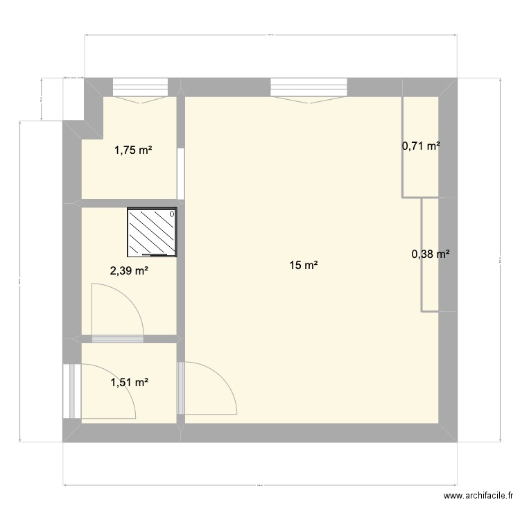 Studio. Plan de 6 pièces et 22 m2