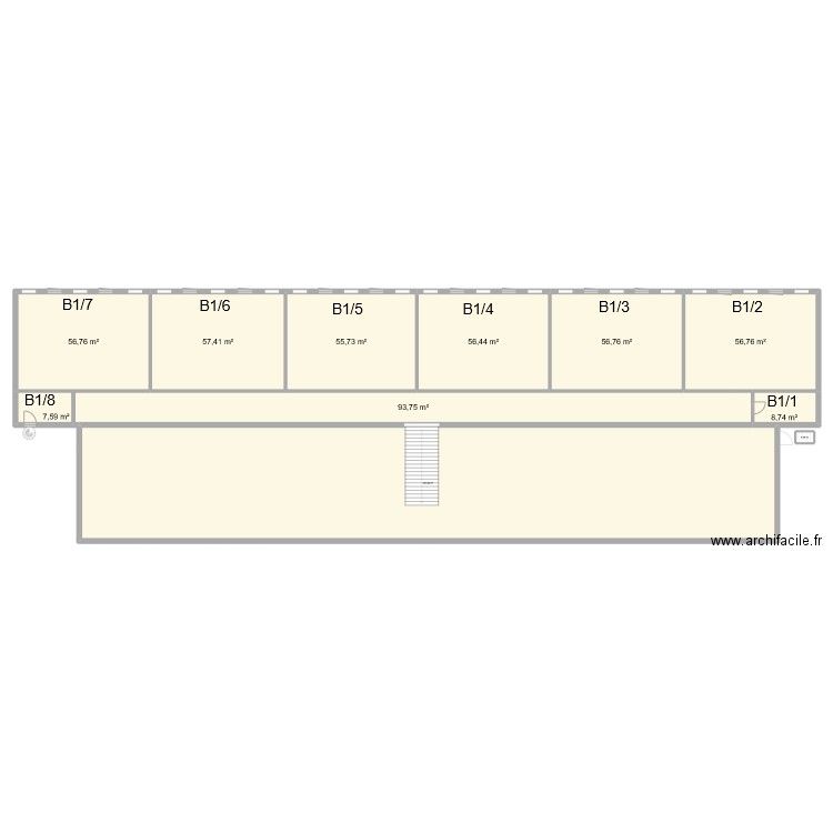 CAN - B+1. Plan de 34 pièces et 1581 m2