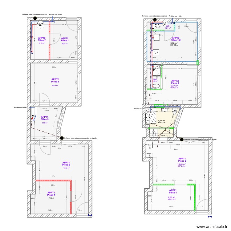 CARDINAL_EXISTANT_N2. Plan de 13 pièces et 99 m2