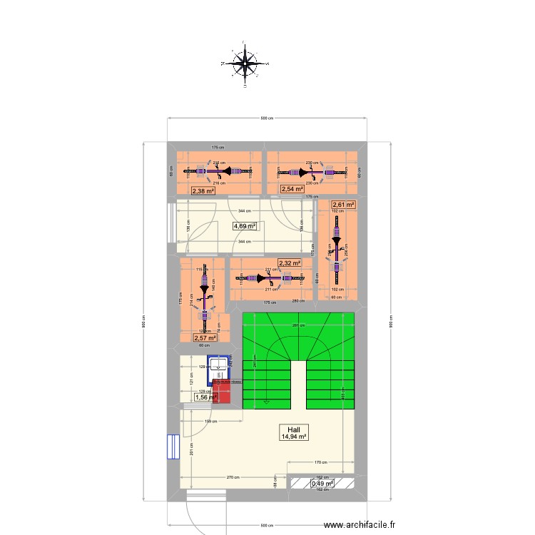 Local cave. Plan de 9 pièces et 34 m2