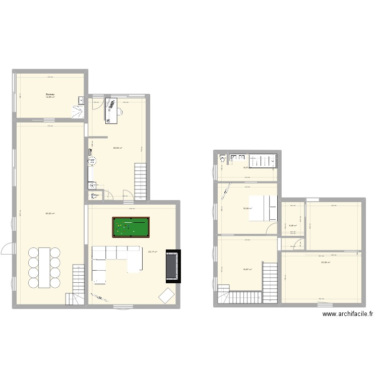 la ferme. Plan de 10 pièces et 230 m2