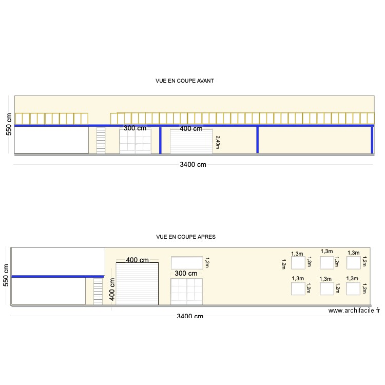 plan coupe longueur. Plan de 0 pièce et 0 m2