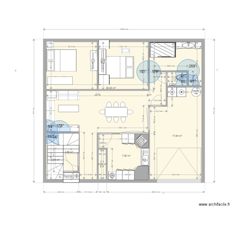 bled11. Plan de 7 pièces et 82 m2