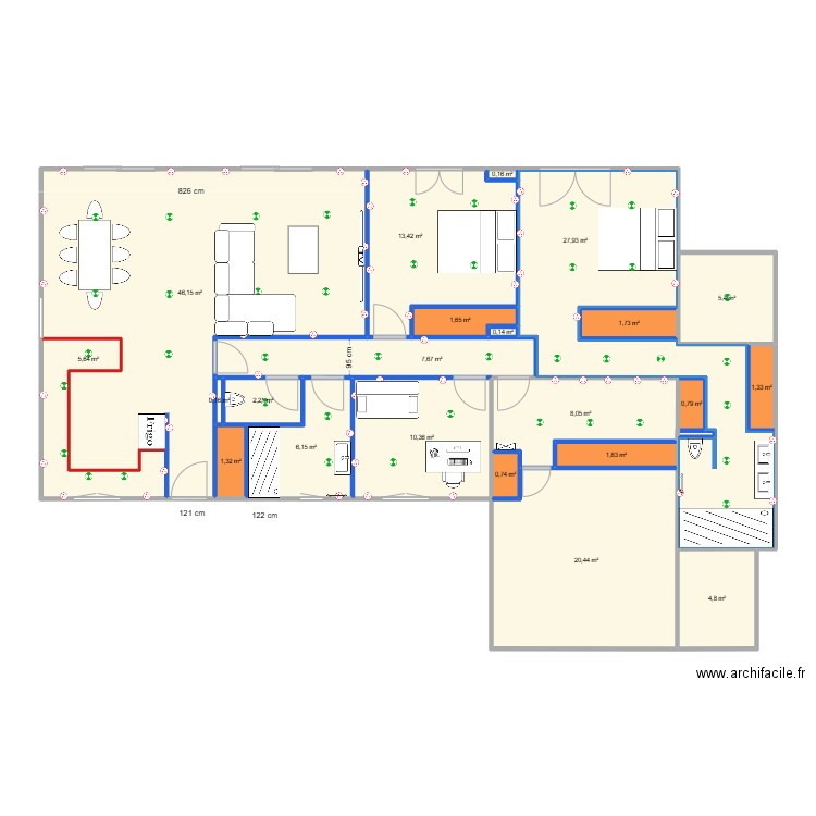 grenay poulieu ORIGINAL aménagement. Plan de 22 pièces et 168 m2