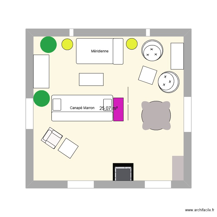 Salon V1. Plan de 1 pièce et 25 m2