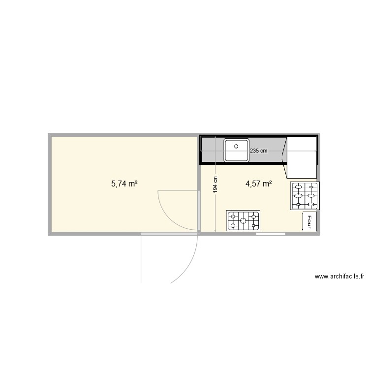 LABO. Plan de 2 pièces et 10 m2