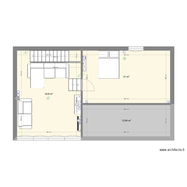 Bat-B-R+2. Plan de 3 pièces et 58 m2