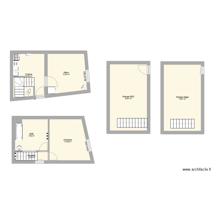 Maison de Samois. Plan de 7 pièces et 81 m2