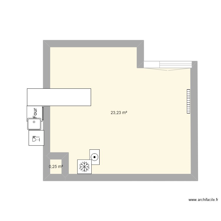 salon 1. Plan de 2 pièces et 23 m2