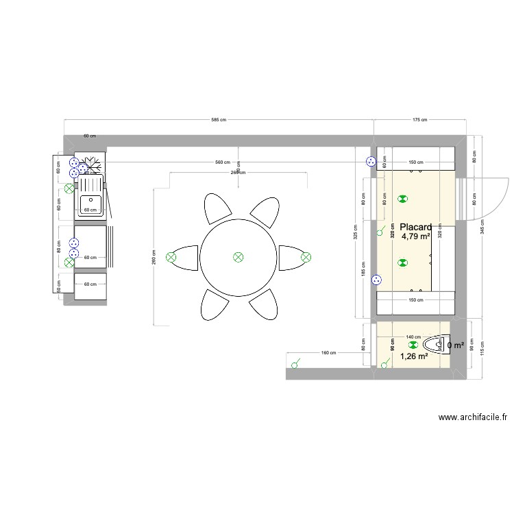 CUISINE ETE. Plan de 3 pièces et 6 m2