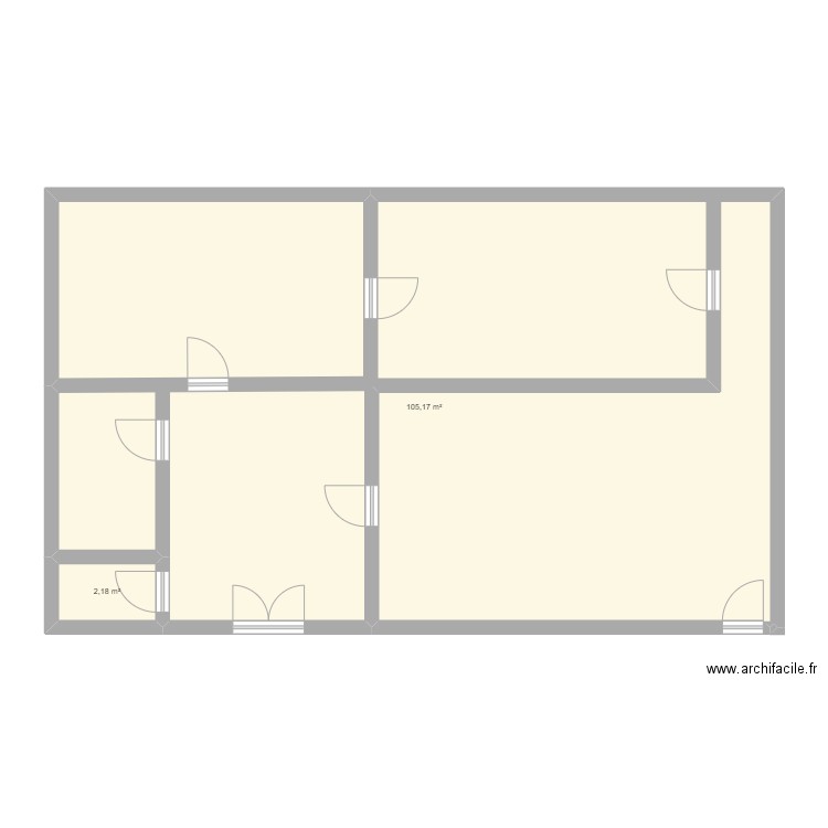 la fabrique. Plan de 2 pièces et 107 m2