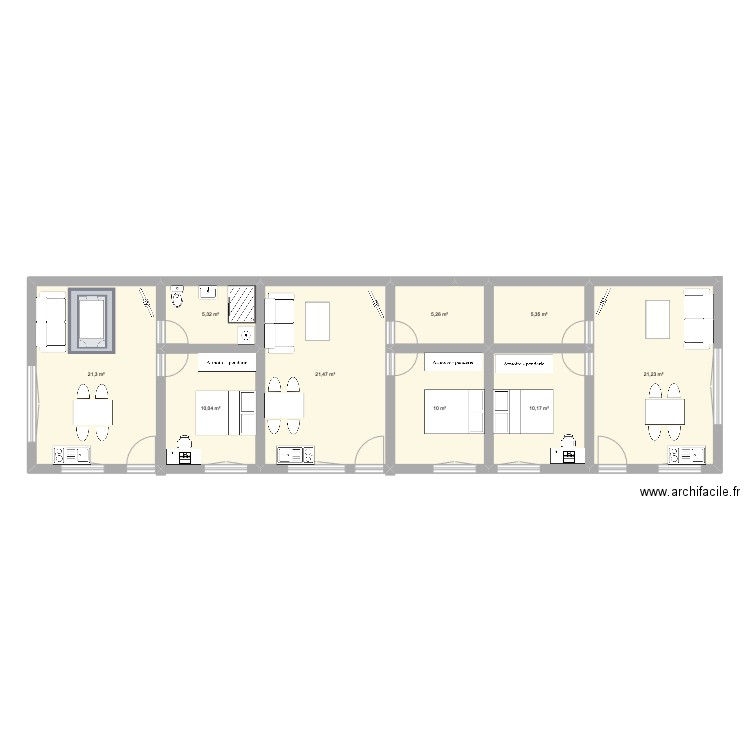 plan 3 apparts. Plan de 9 pièces et 110 m2