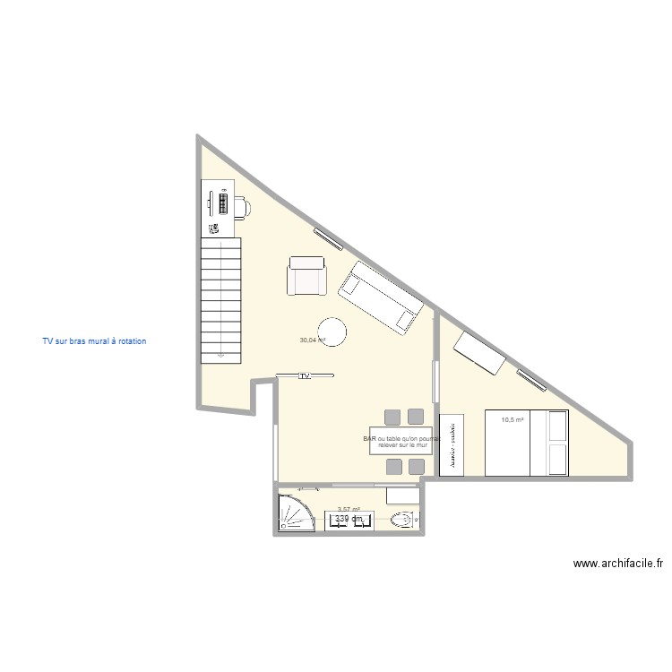 Maldoyenne 3eme_aménagement 2. Plan de 3 pièces et 44 m2