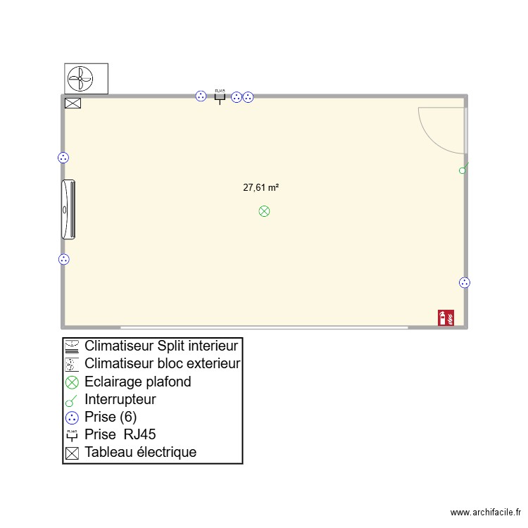 local icube. Plan de 1 pièce et 28 m2