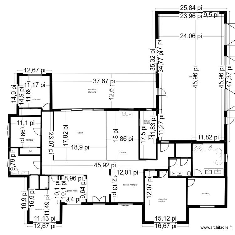 bonplan. Plan de 3 pièces et 136 m2