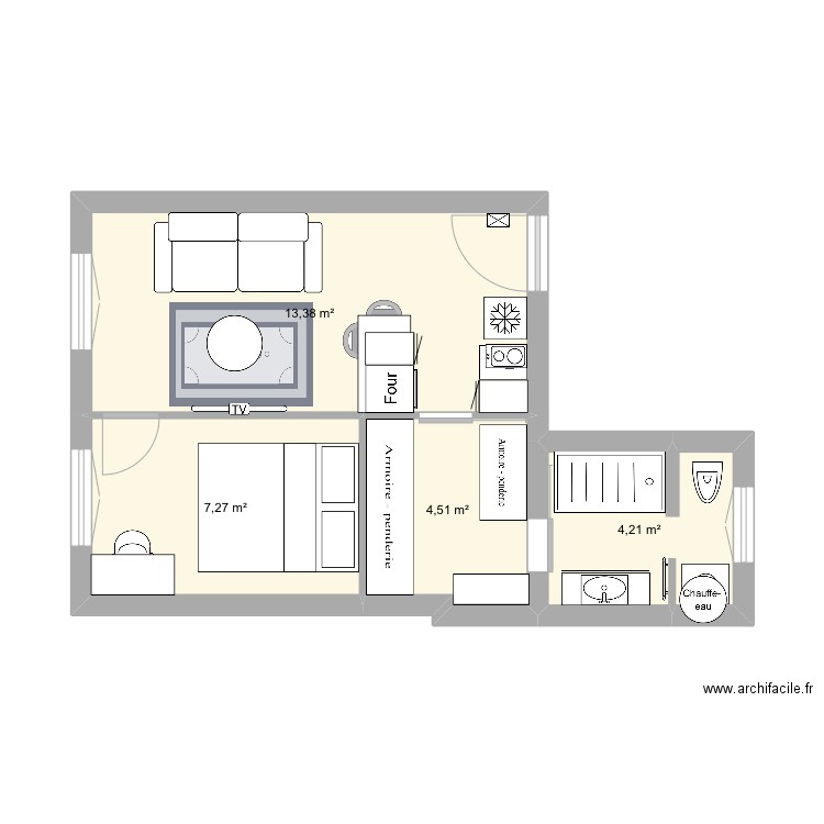 Abbé greg modif 5. Plan de 4 pièces et 29 m2