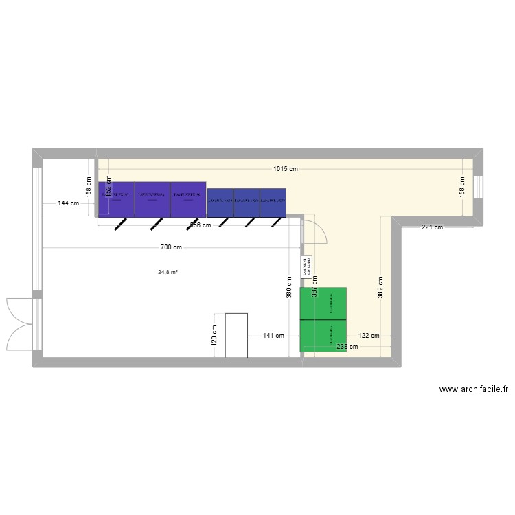 LAVERIE SAINTE. Plan de 1 pièce et 25 m2