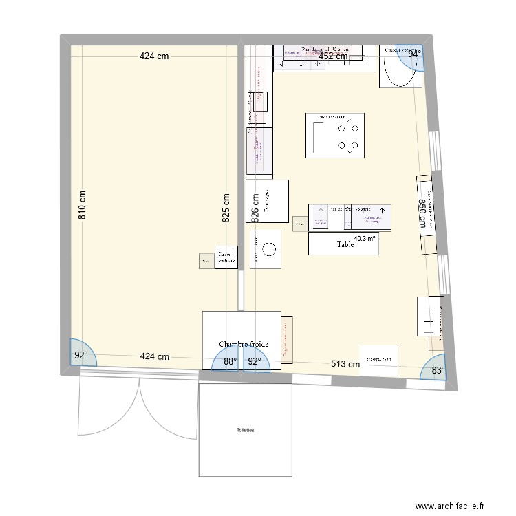 Grange des Roues - cuisine version 3. Plan de 2 pièces et 75 m2