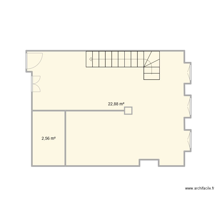 RDC. Plan de 2 pièces et 25 m2