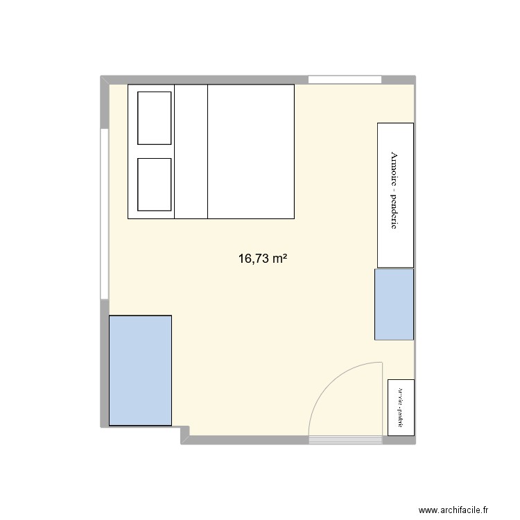 room. Plan de 1 pièce et 17 m2