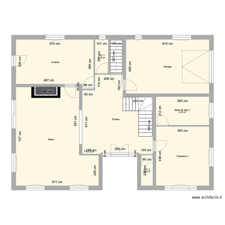 Villard RDC. Plan de 9 pièces et 139 m2