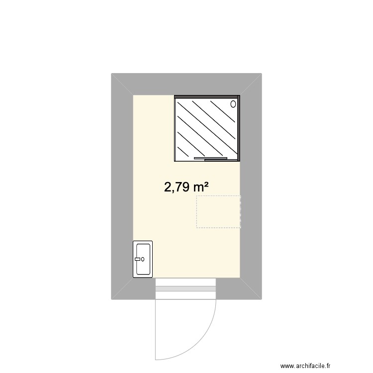 SDouche. Plan de 1 pièce et 3 m2