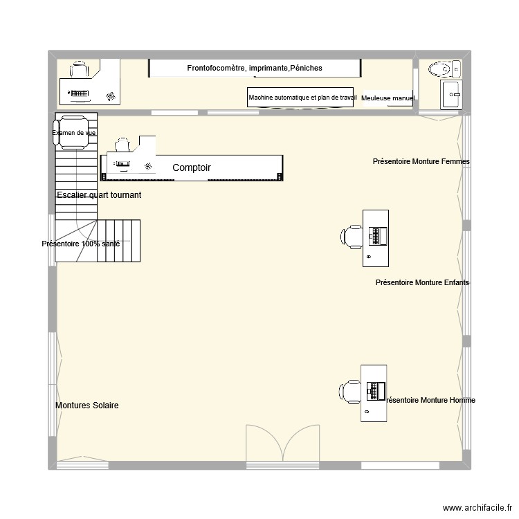 magasin_stage. Plan de 3 pièces et 59 m2