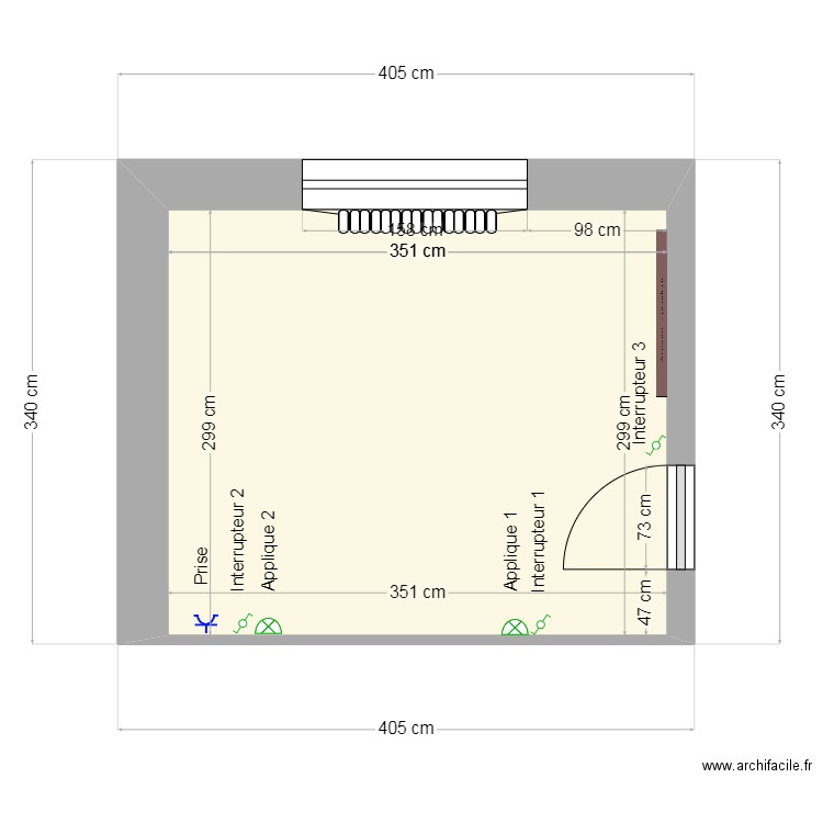 Plan chambre 2. Plan de 1 pièce et 11 m2