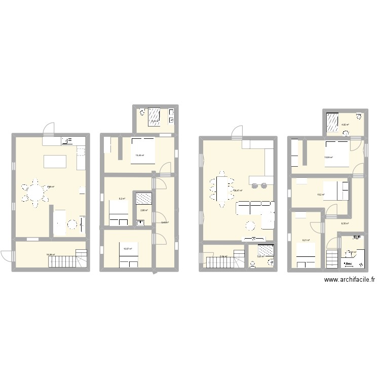 maison Aurignac . Plan de 17 pièces et 195 m2