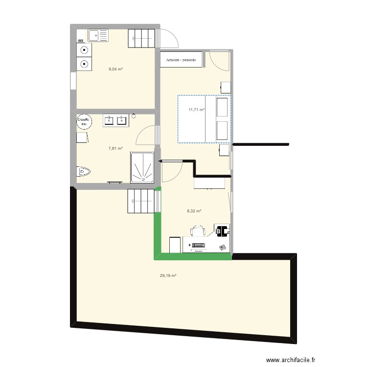 AMENAGEMENT MAISON. Plan de 5 pièces et 66 m2