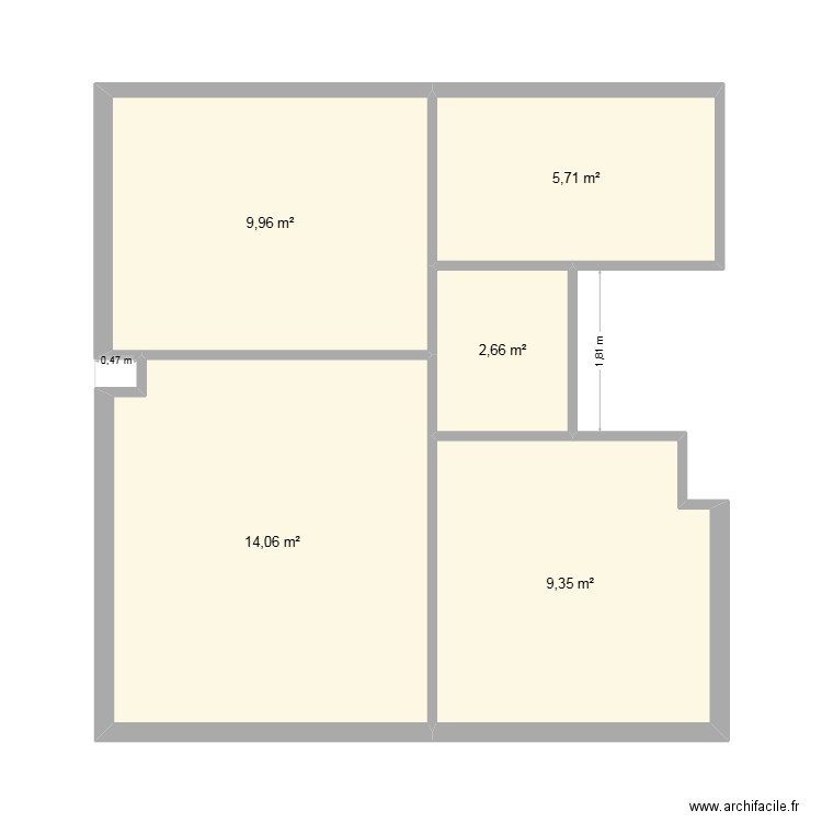 LAMBERSART 1ER ET. Plan de 5 pièces et 42 m2