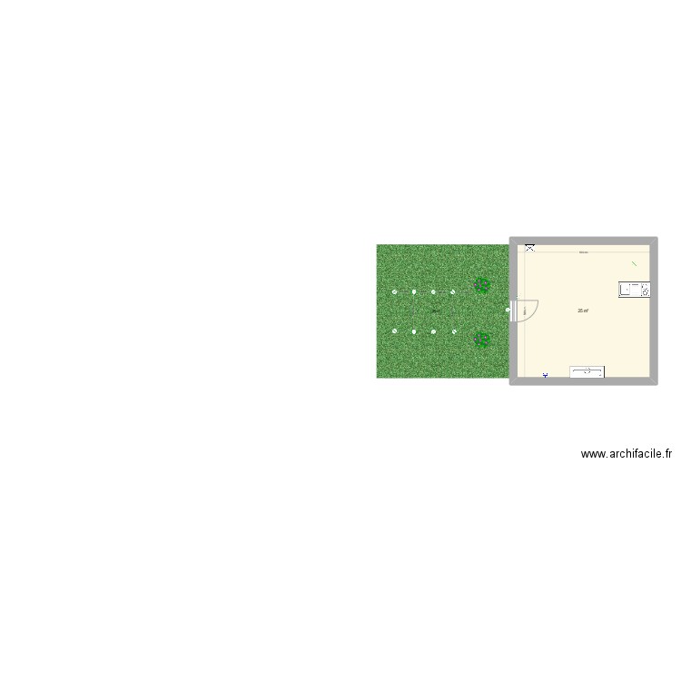 Maquette Projet. Plan de 1 pièce et 25 m2