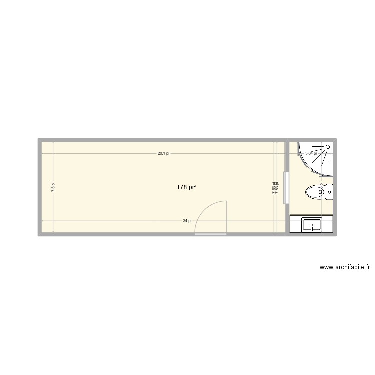 Mini maison sur roues. Plan de 1 pièce et 17 m2