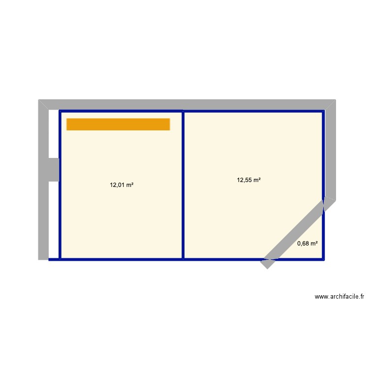 Rob. Plan de 3 pièces et 25 m2