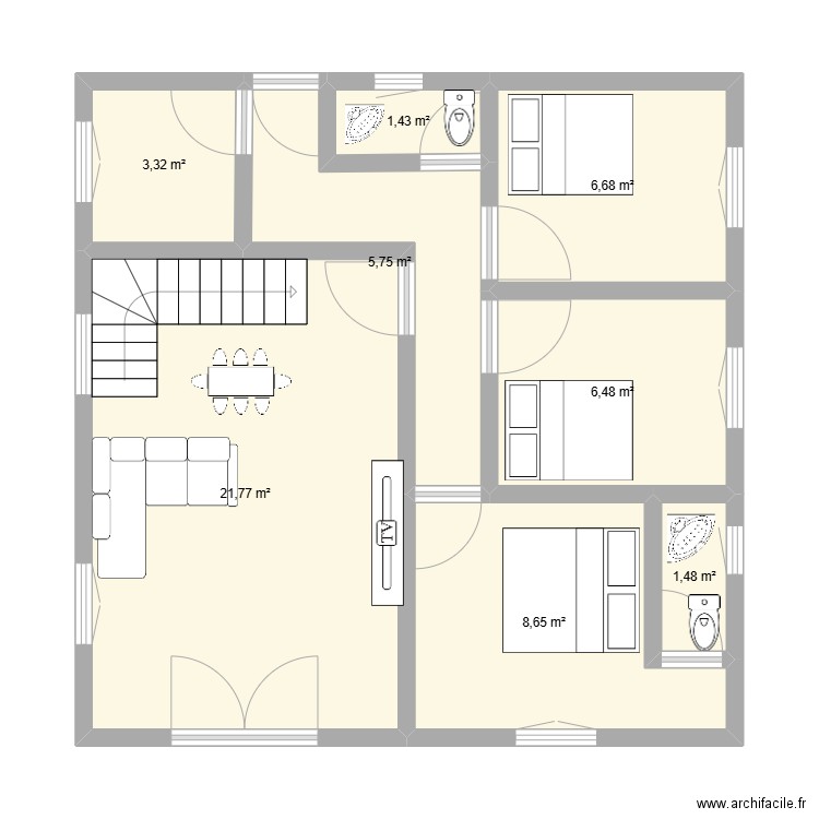 Mon plan 2. Plan de 8 pièces et 56 m2