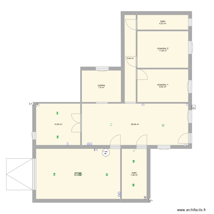 maison 3. Plan de 9 pièces et 108 m2