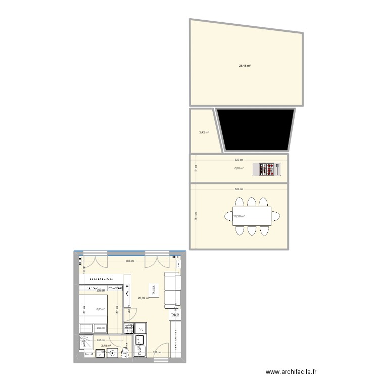 AGENCEMENT V3. Plan de 8 pièces et 93 m2