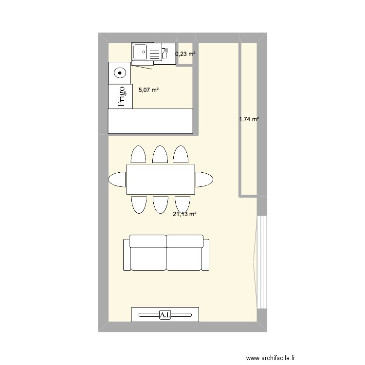 Kleber. Plan de 4 pièces et 28 m2