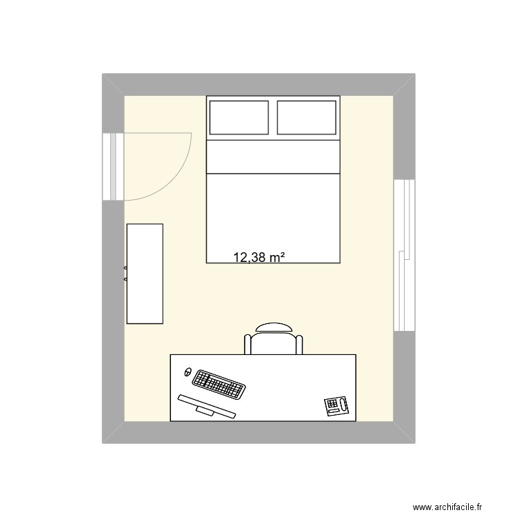 Bureau . Plan de 1 pièce et 12 m2