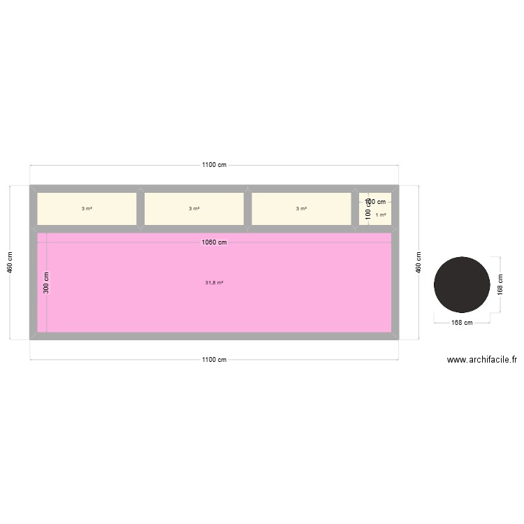 Bassinx. Plan de 5 pièces et 42 m2