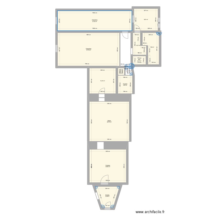 plan1. Plan de 14 pièces et 167 m2