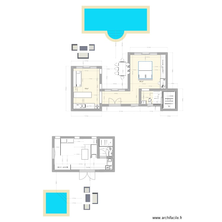 maison d'amis. Plan de 2 pièces et 42 m2