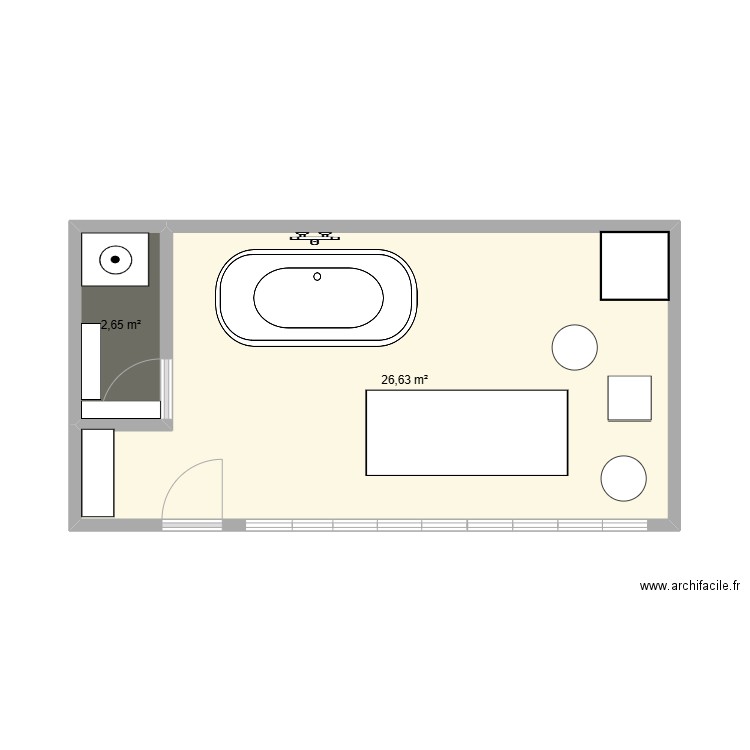 salon elodie. Plan de 2 pièces et 29 m2