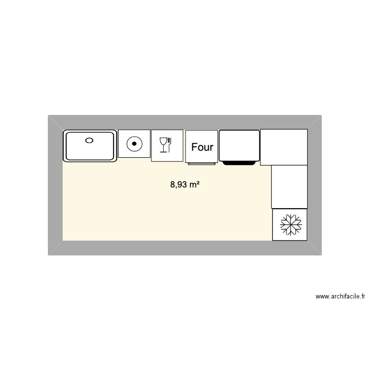 cuisine saint rem duv. Plan de 1 pièce et 9 m2