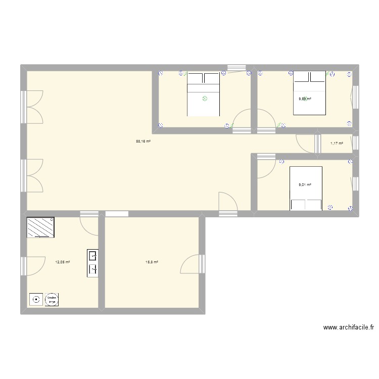 plan david. Plan de 6 pièces et 106 m2