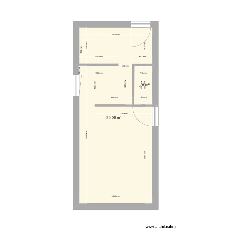 SUITE PARENTALE MAISON ARNAUD. Plan de 2 pièces et 21 m2